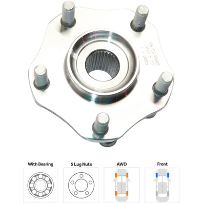 Front & Rear Wheel Hubs with Bearing for FWD Nissan Rogue 2014-2020
