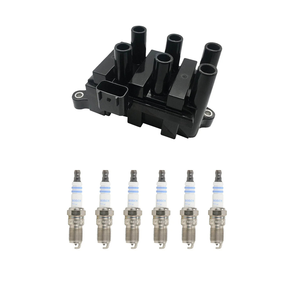 Set of 6 Hitachi Ignition Coils & Bosch Platinum Spark Plugs for Monterey Windstar (1994–2003)