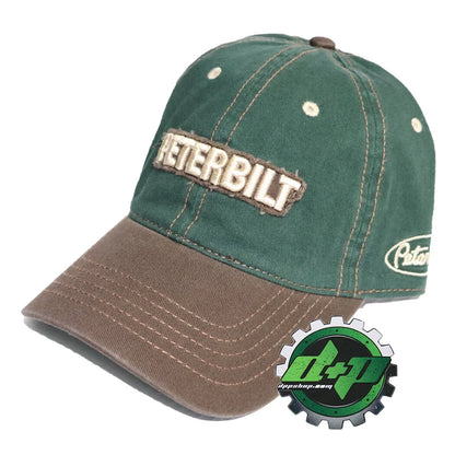 Frayed Patch Cap with Embroidered Block PB - Green/Brown for Peterbilt