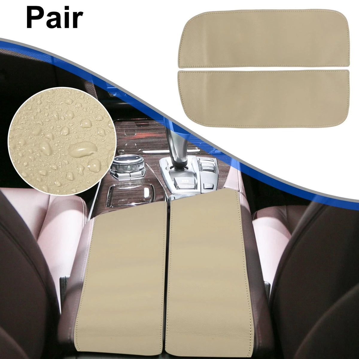 Pair Center Console Lid Armrest Covers for BMW X5 X6 (2014–2018) Beige