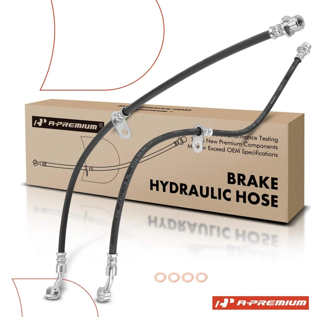 2X Front Brake Hydraulic Hose with Bracket for Honda Civic (2006–2011)