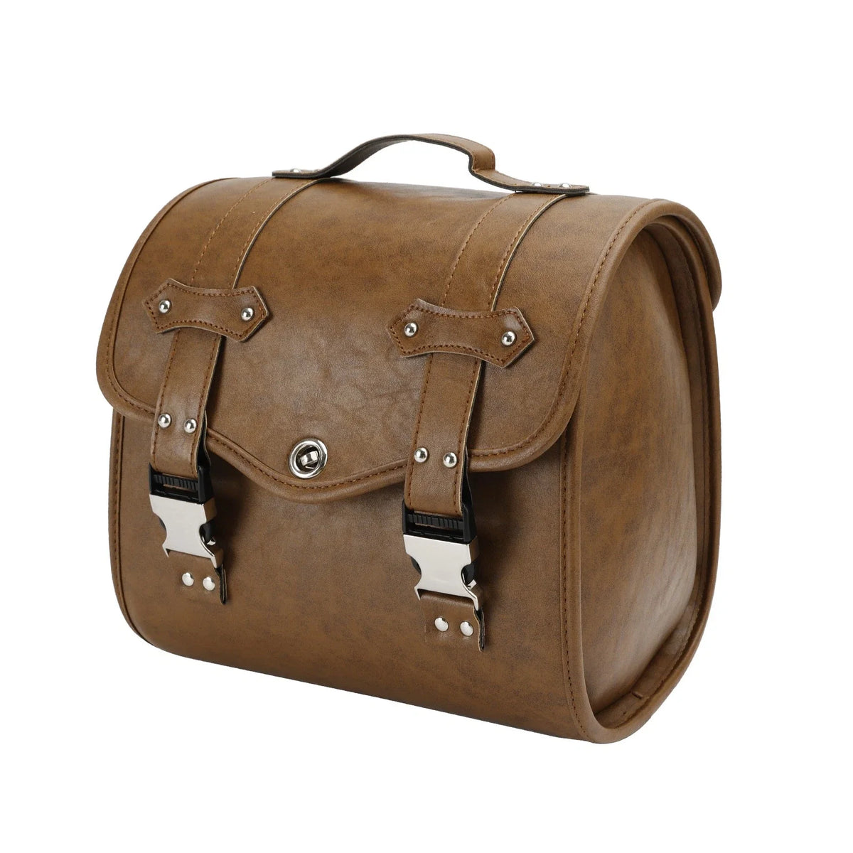 Saddlebag Tool Bag for Motorcycle - Universal Fit, Brown, Quick Release