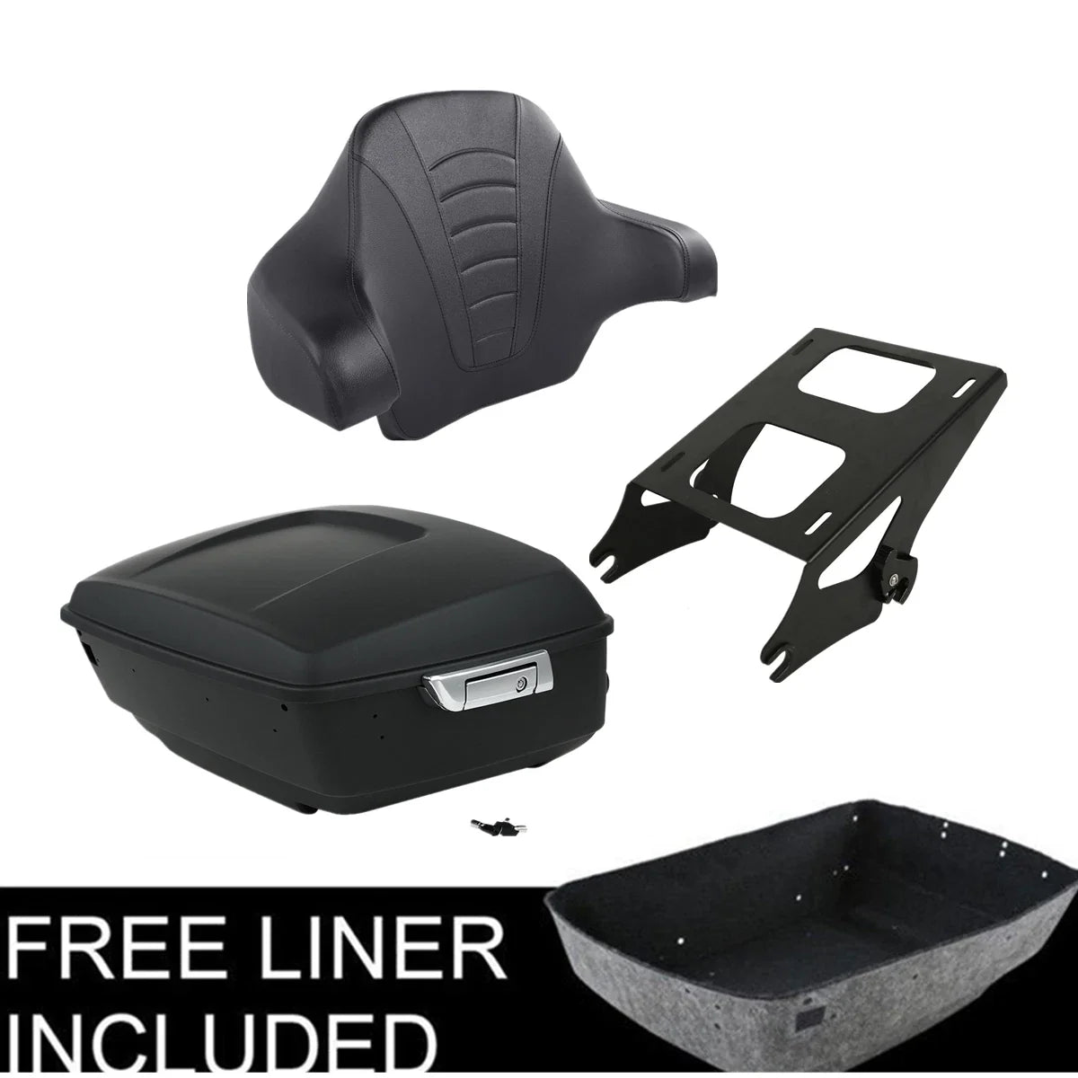 Matt Black Mount Rack with Trunk Backrest Pad for Harley Touring 2014-2025