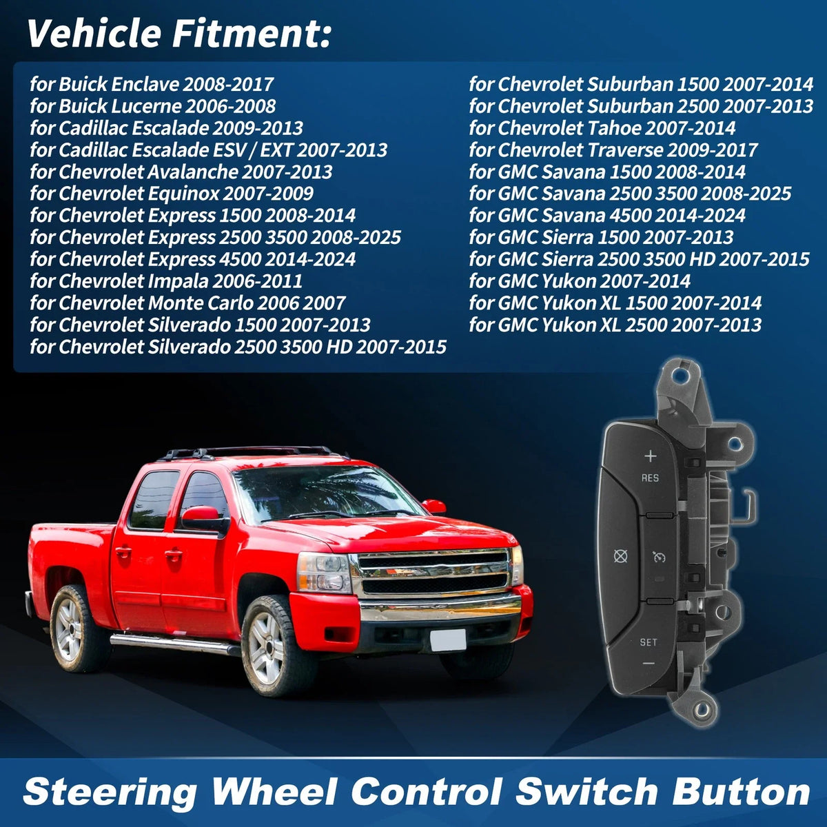 Left Steering Wheel Cruise Control Switch for Silverado Sierra (2007–2014) No. 15819309