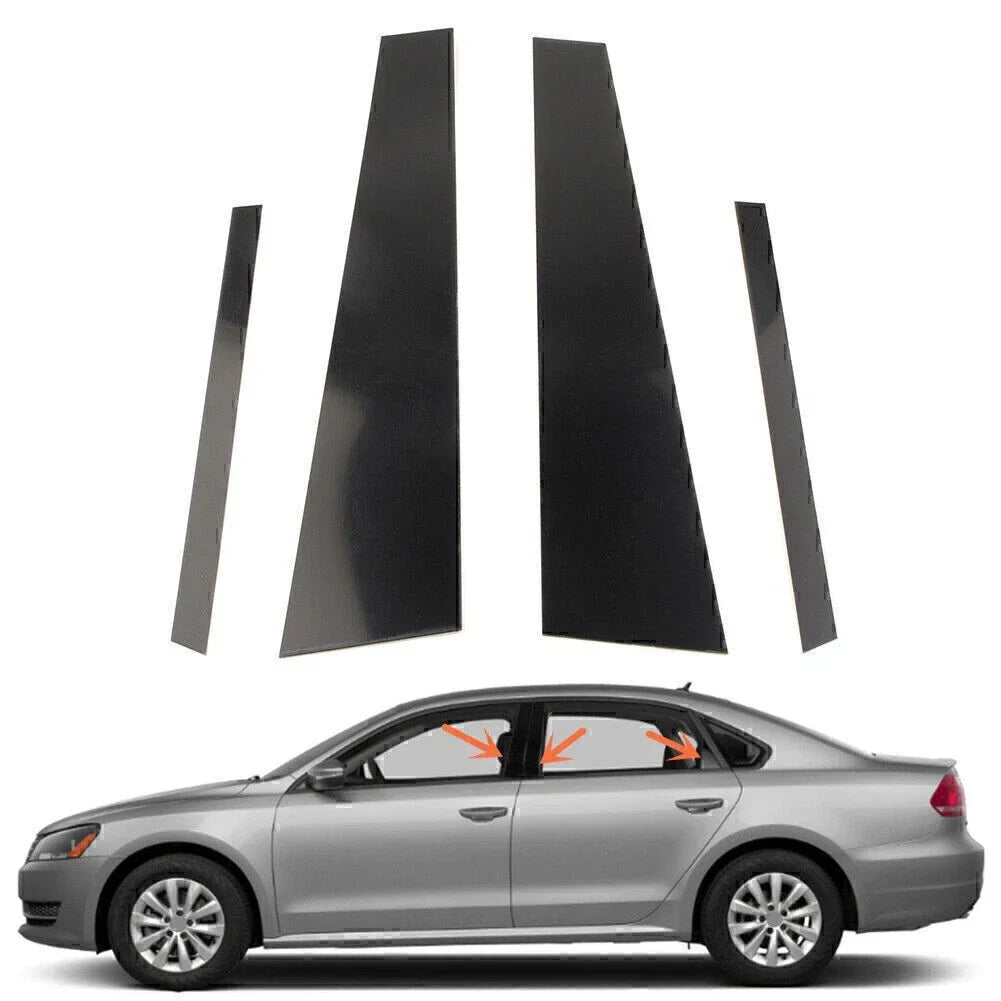 4 Black Door Trim Covers for VW Jetta 2012-2018 - Pillar Post Set