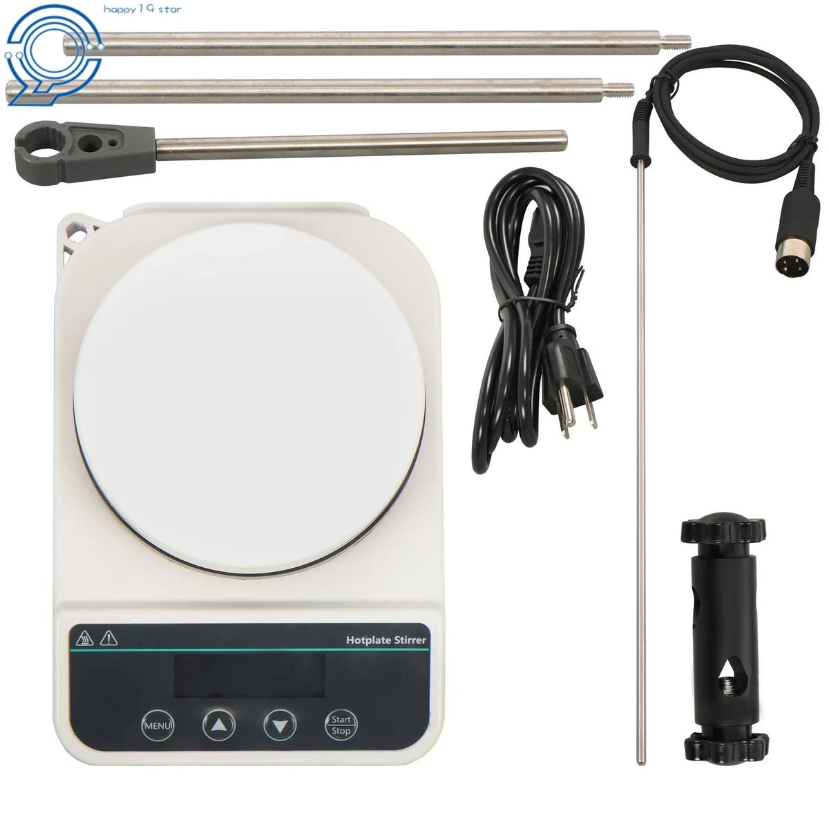 Digital Hot Plate Stirrer 590°F 1500RPM with Temp Probe & Timer (110V)