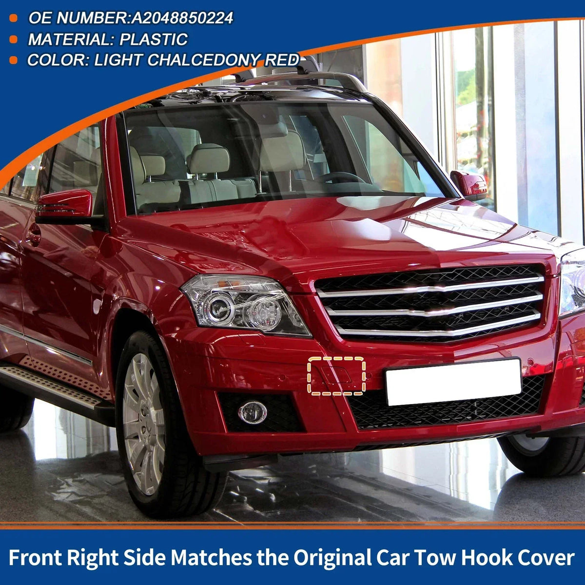 Red Tow Hook Cover for Front Bumper Mercedes-Benz GLK350 2010-2015