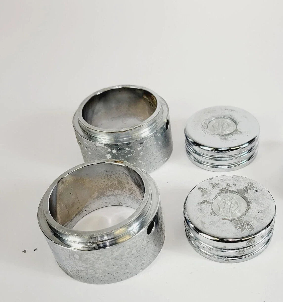 Chrome Bar & Shield Upper Fork Nut Covers for Harley Davidson Softail Dyna XL