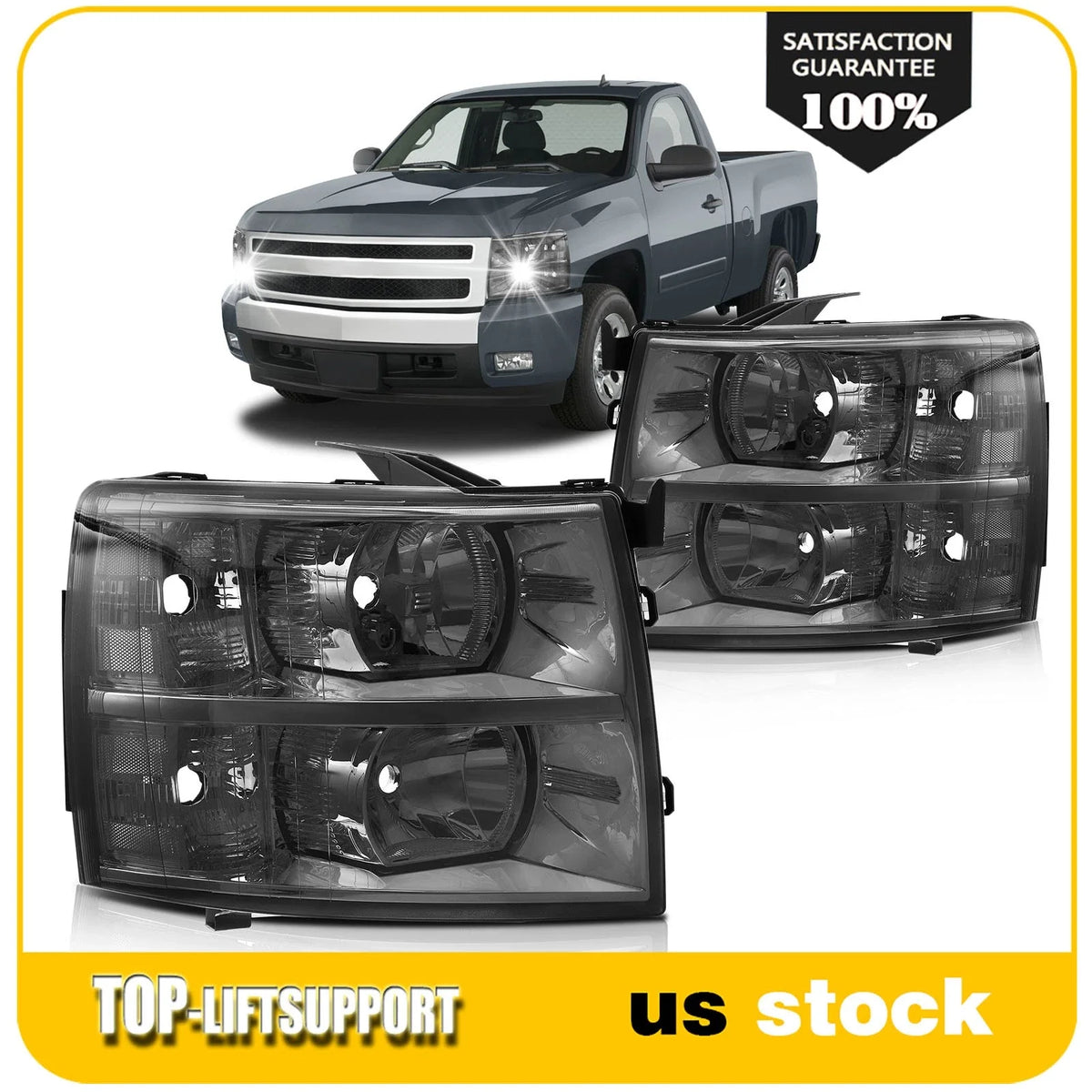 Set of 2 Headlight Assemblies for Chevrolet Silverado 1500 2500 3500