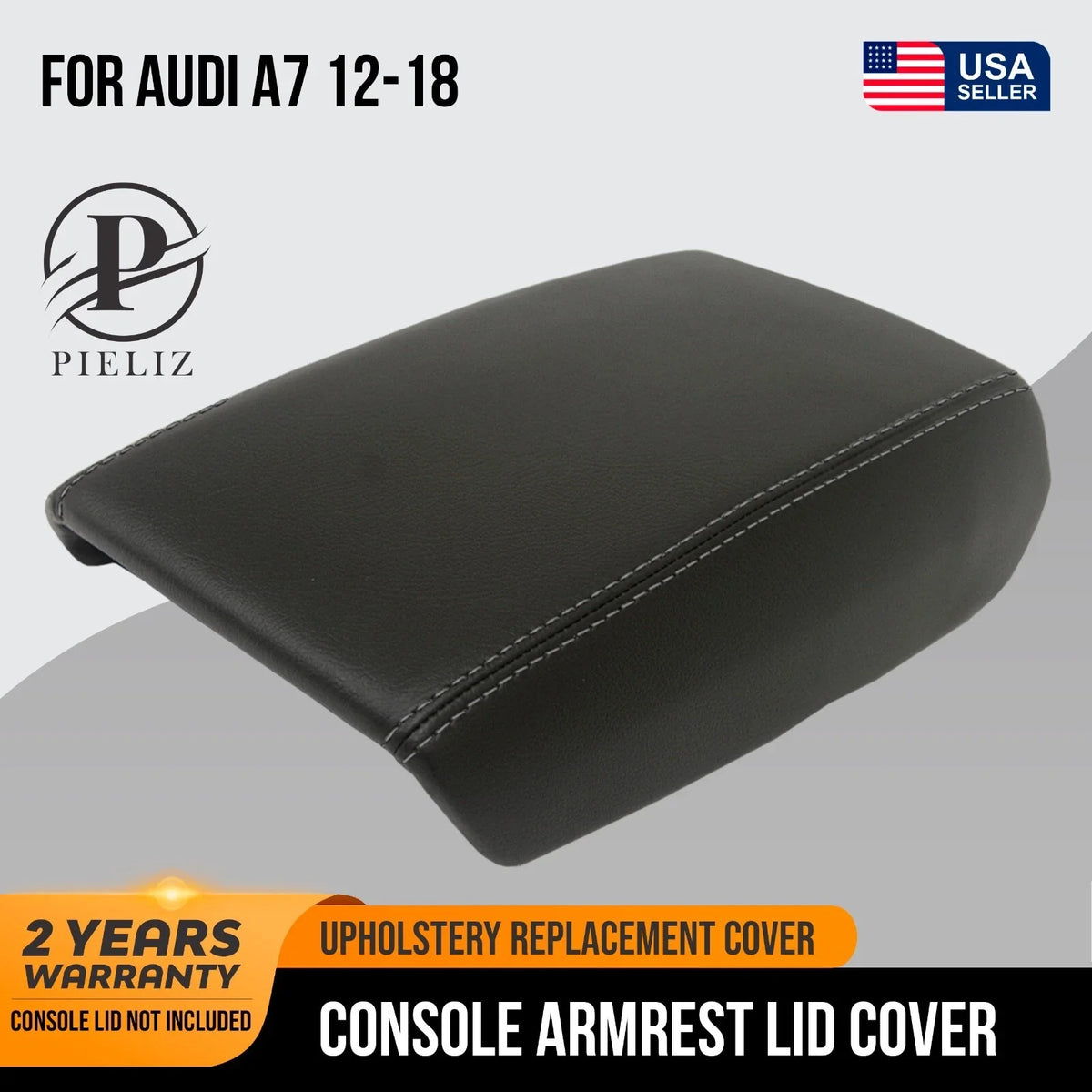 Center Console Armrest Cover for Audi A7 (2012–2018) - Gray Stitch