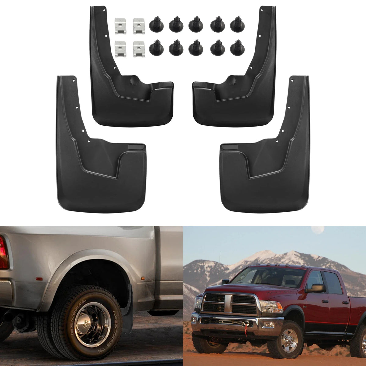 Front and Rear Mud Flaps Splash Guards for 2019–2024 Dodge Ram 1500 4PCS