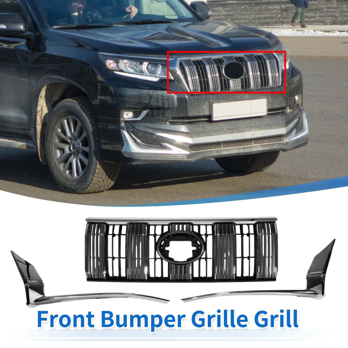 Front Upper Bumper Grille for Toyota Land Cruiser Prado 150 (2017–2020)