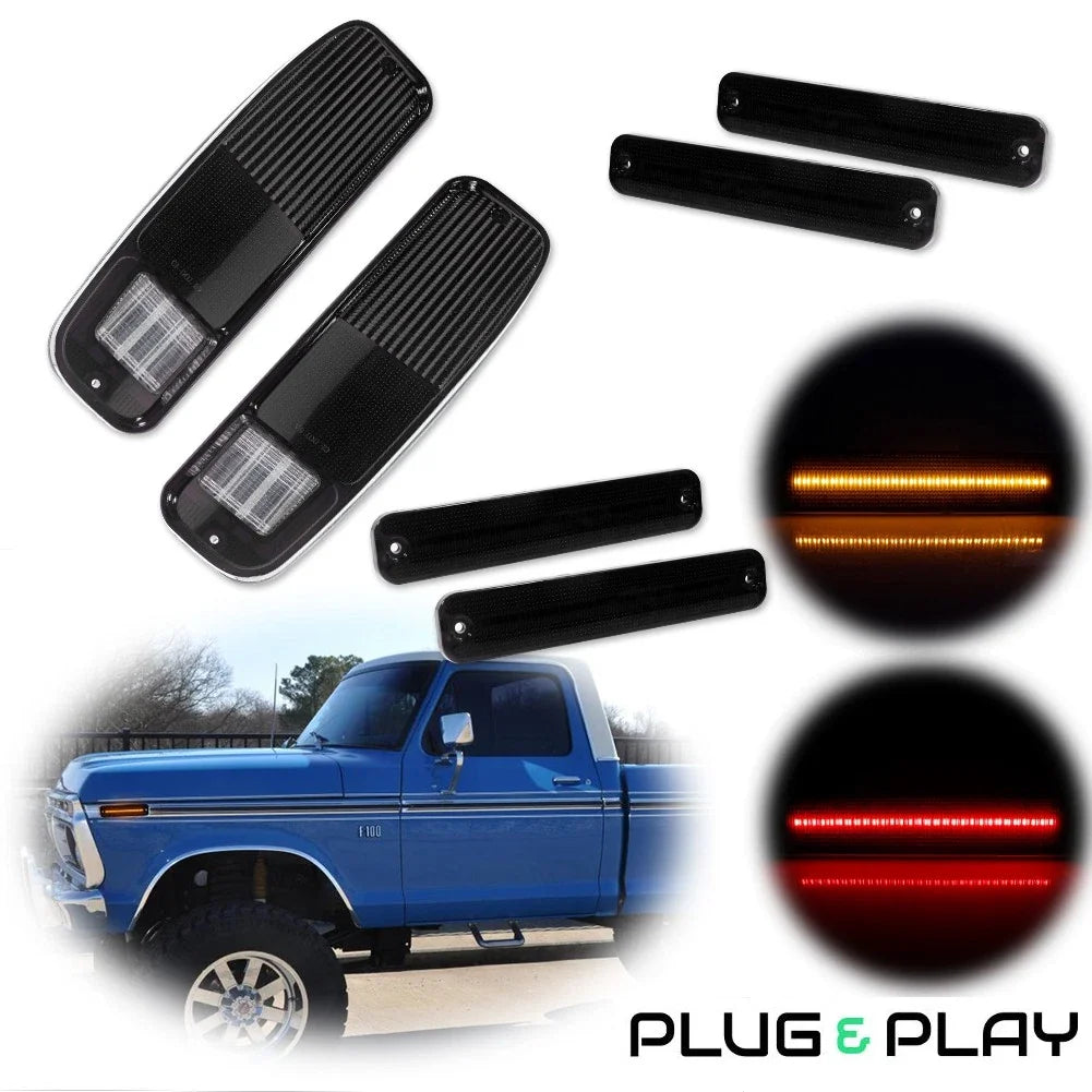 6 Smoke LED Side Marker and Tail Lights for Ford Bronco Econoline Van