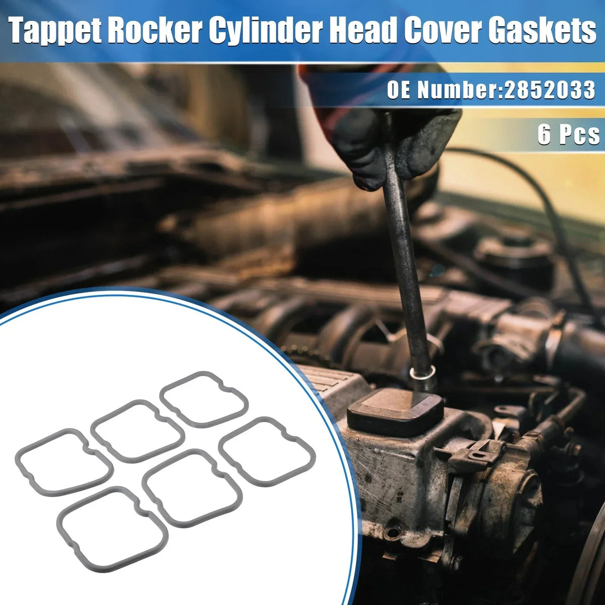 6 Pcs Gray Rubber Valve Cover Gaskets for Dodge Ram (1989-1998)