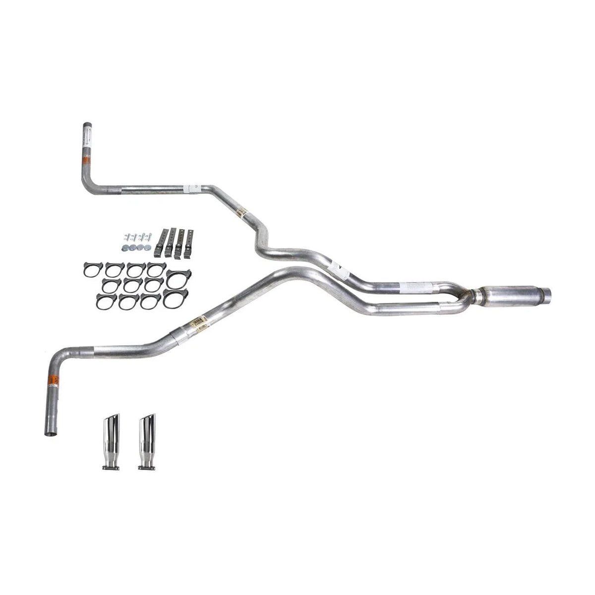 Dual Exhaust Pipe for Silverado 1996–1999, 2.5" Glass Pack Muffler, Side Exit
