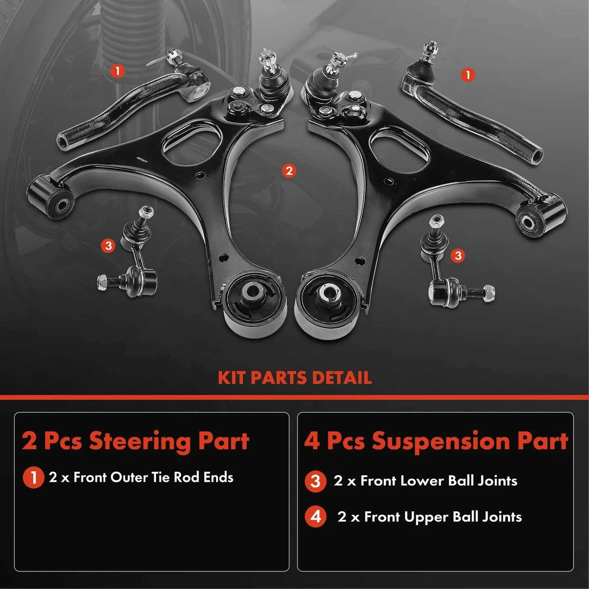 Front Control Arm Ball Joint Assembly - 6 Pack for Honda Civic 2006-2011