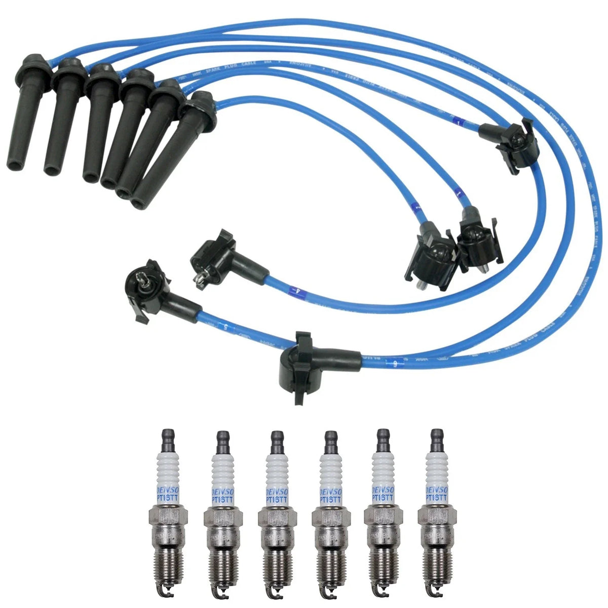 NGK Wire Set & Denso 6 Platinum TT Spark Plugs for Contour MPV Mystique (1995–2000)