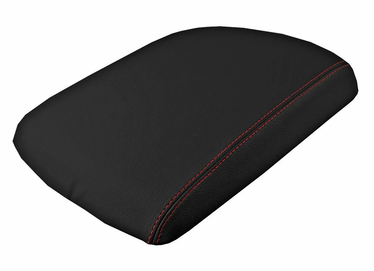 Leather Console Lid Armrest Cover for Dodge Ram (2009–2016) Red Stitch