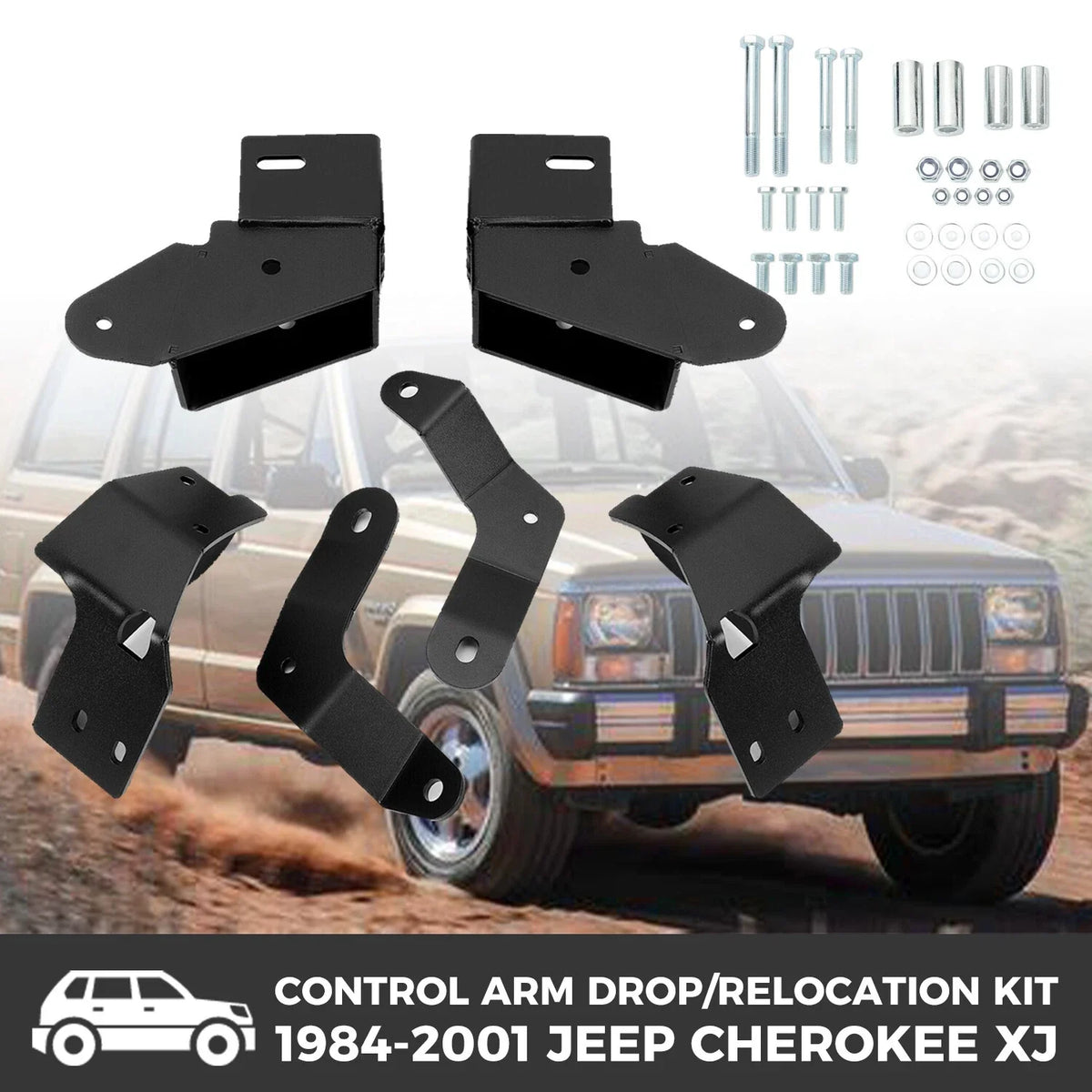 Front Drop Relocation Bracket Kit for Jeep XJ MJ Cherokee 1984-2001