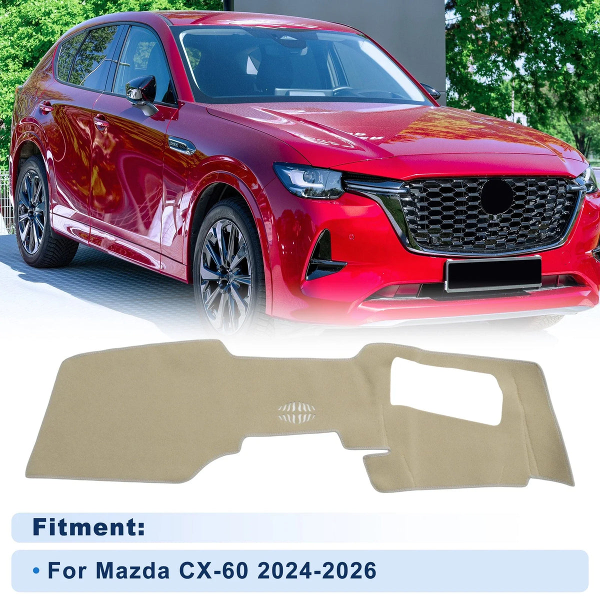 Dash Cover for Mazda CX-60 (2024–2026) with HUD, Polyester, Beige