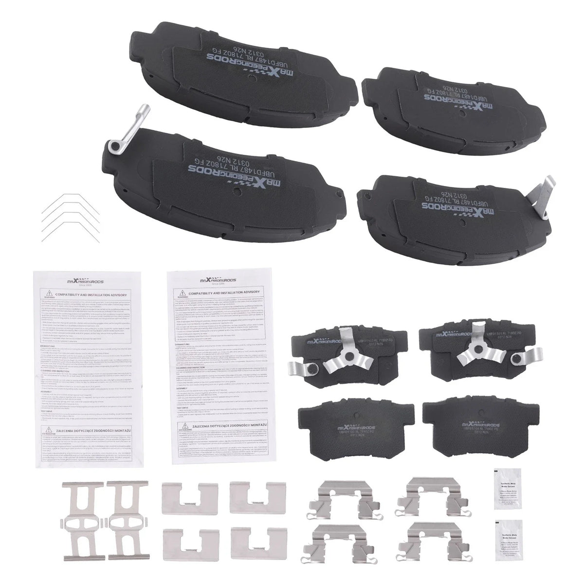 8pcs Ceramic Brake Pads Kit for Honda CR-V/Crosstour (2012–2016)