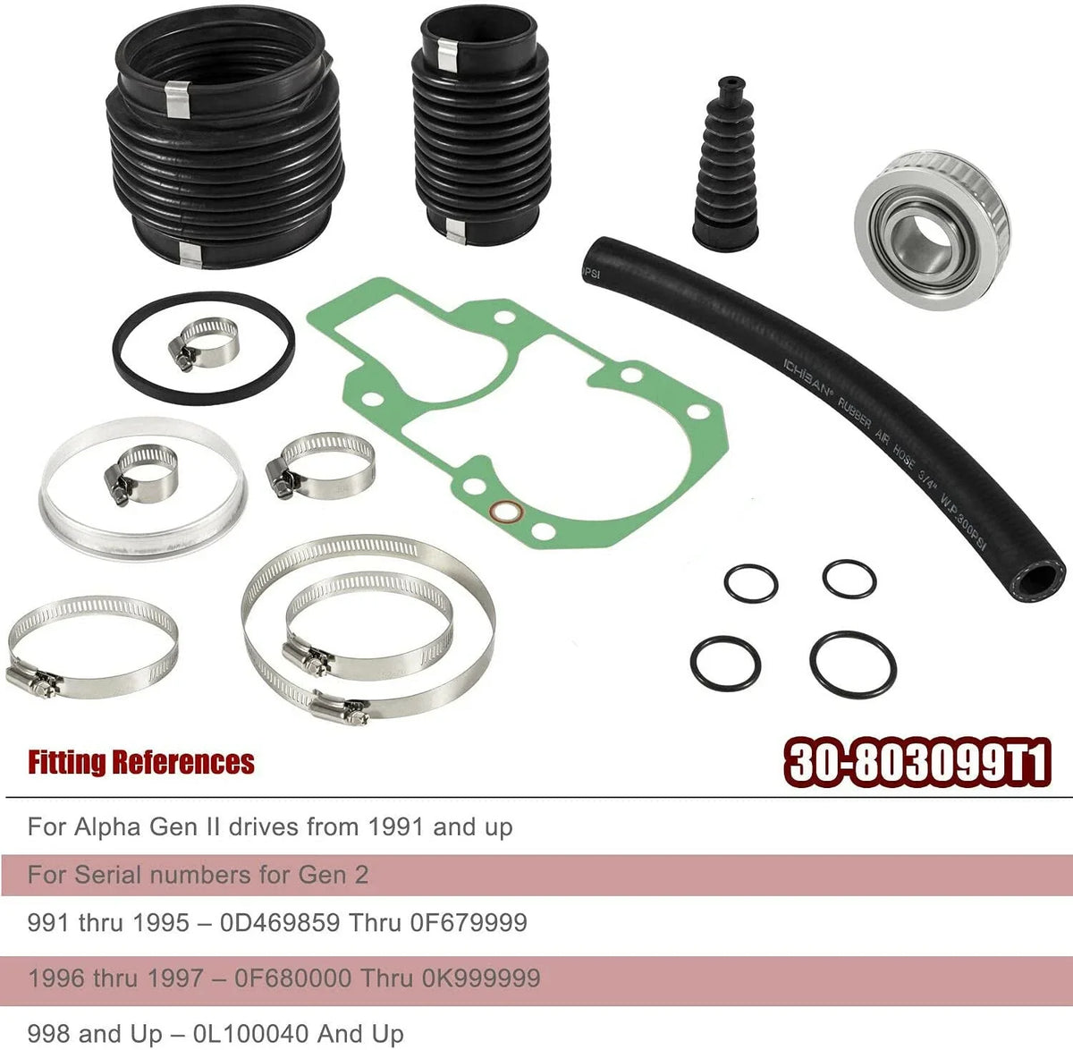 Transom Bellows Repair Kit for MerCruiser Alpha One (30-803099T1)