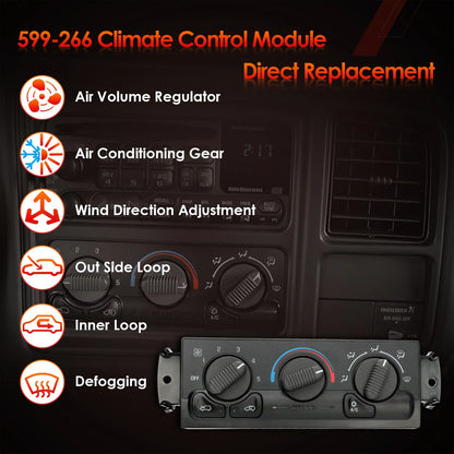 HVAC Climate Control Module Panel for Chevy GMC Silverado Sierra 1500 2500 (1999–2002)