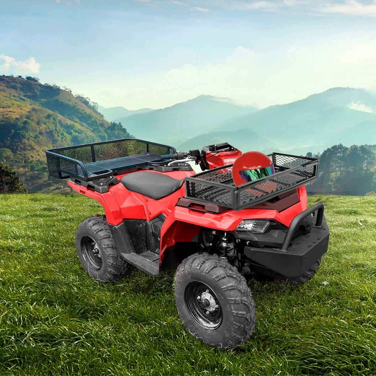 ATV Front Cargo Rack - Universal Steel in Black