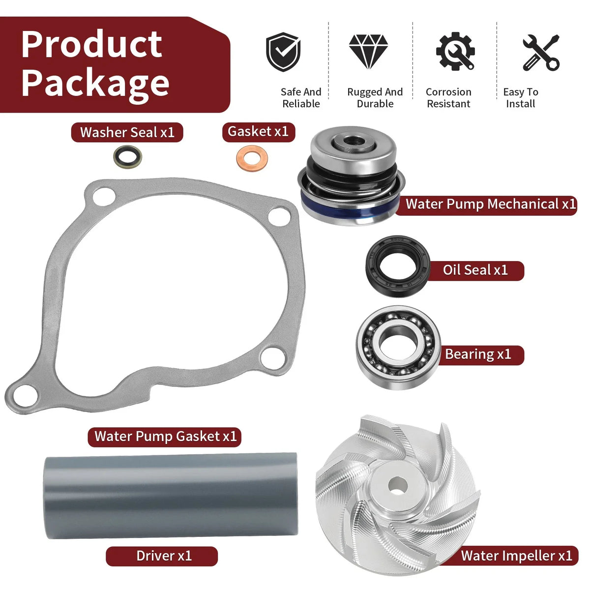 Water Pump Seal Driver Rebuild Kit with Impeller for Polaris Magnum 500 (1999–2003)