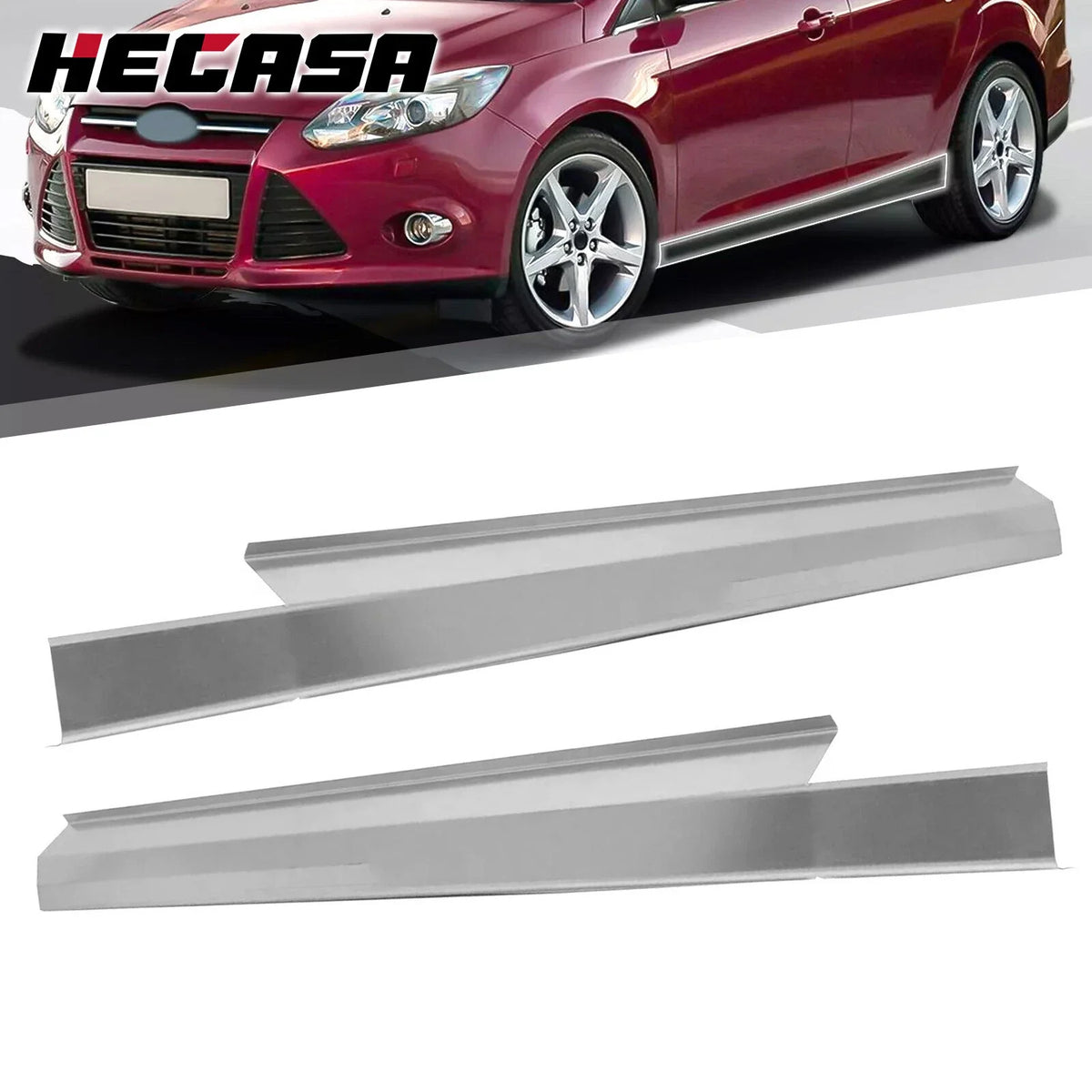 Rocker Panel Set Silver Left + Right for Ford Focus (2008-2011)