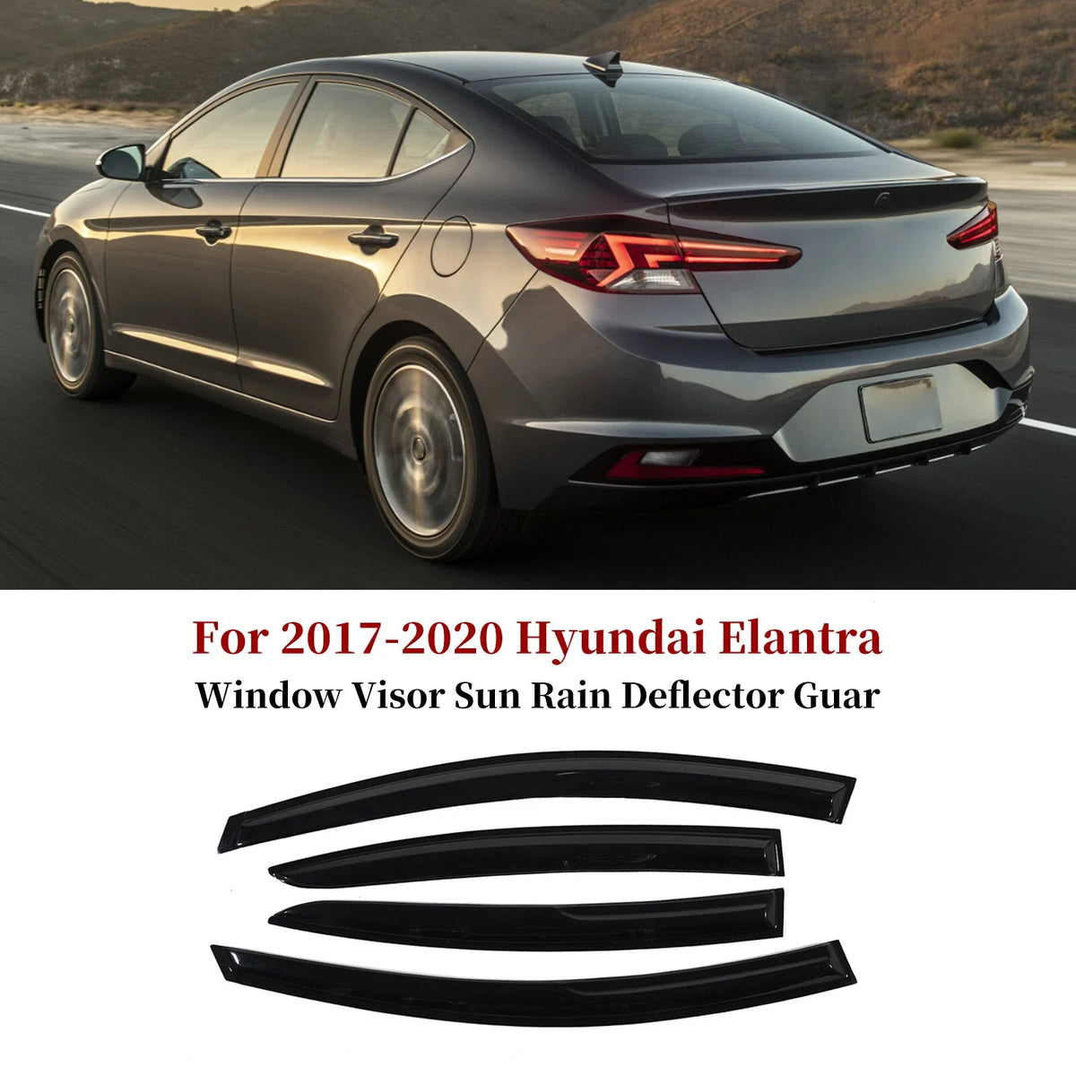 Set of 4 Window Visors for Hyundai Elantra (2017–2020)