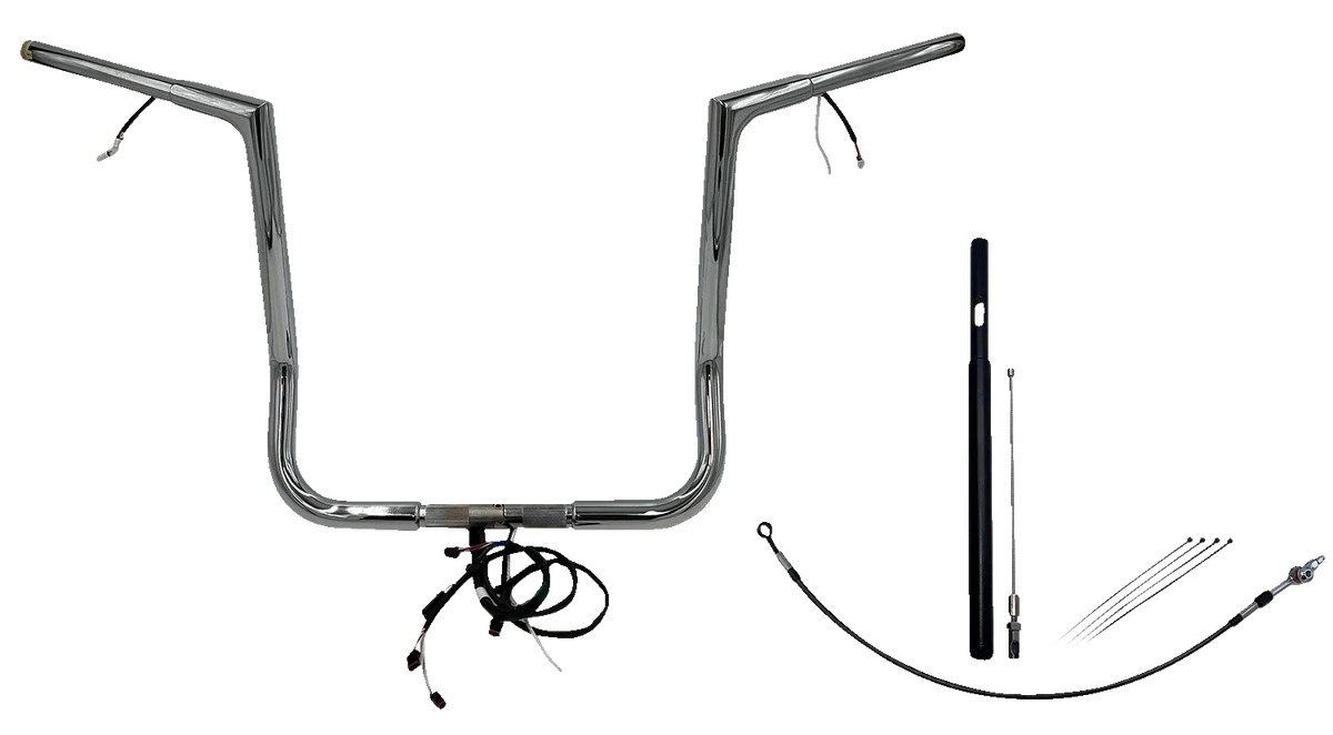 1-1/4" Flat Top Handlebar Kit for Harley Davidson (16") (EZ Install, Chrome)