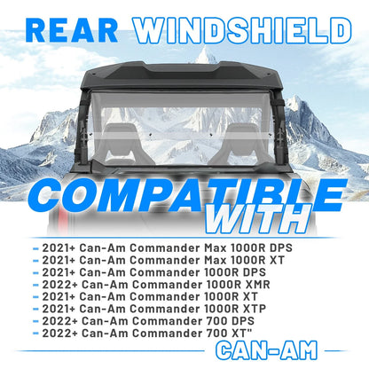 Rear Clear Windshield for Commander 700/1000R by Can-Am 2021-2025