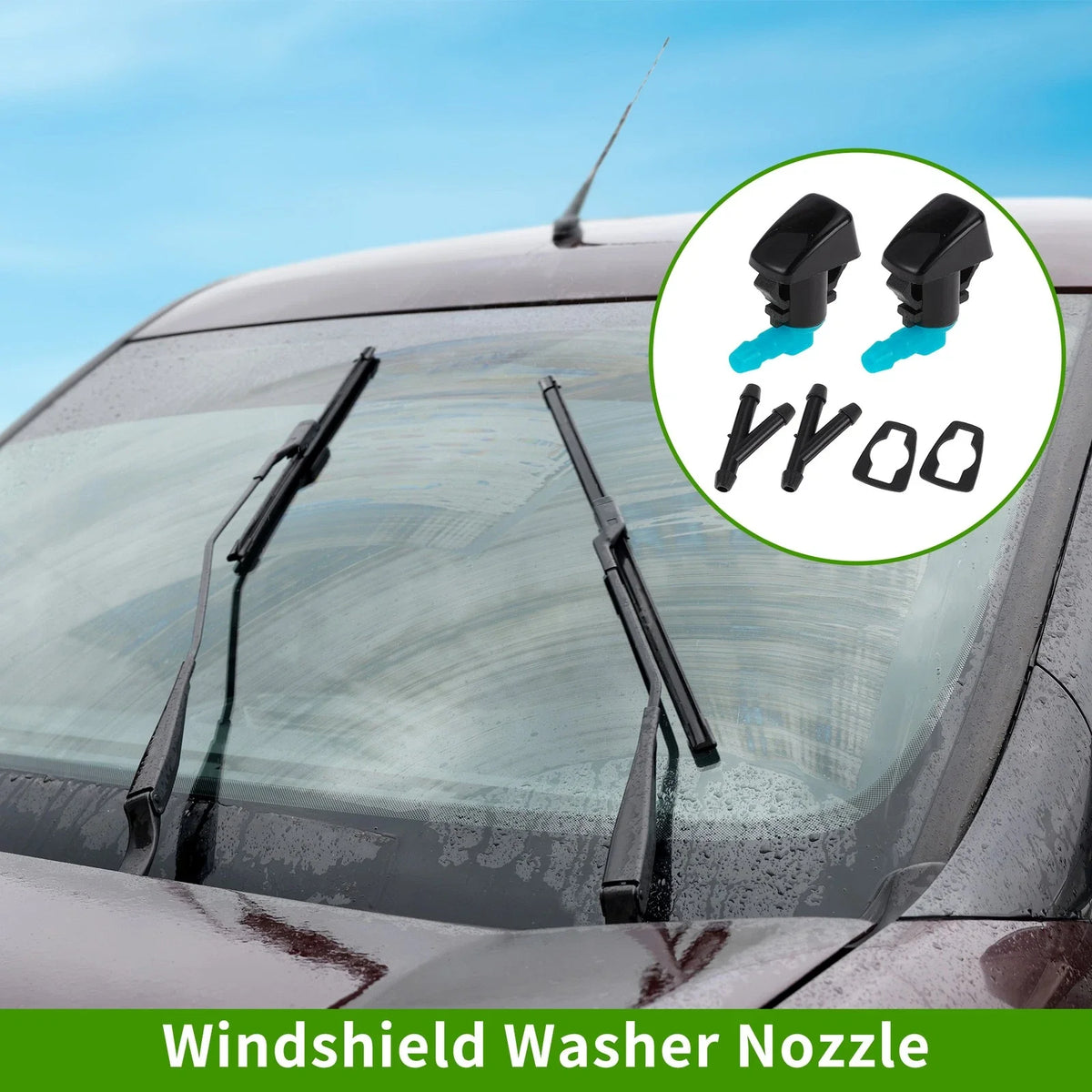 Windshield Washer Nozzle Set of 2 with Y Hose Connector for Chevrolet (2013–2017)
