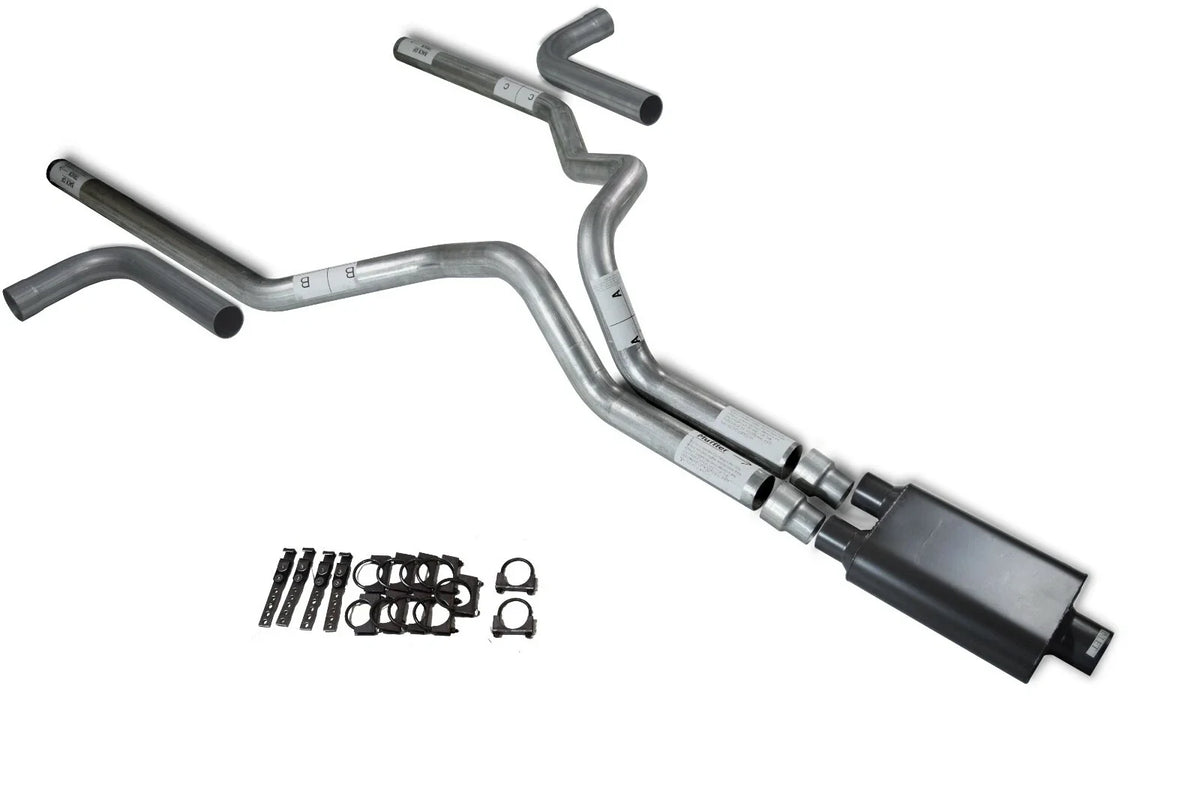 3" Dual Exhaust Kit for Chevy GMC 1500 (1999–2006) - 2 Chamber Muffler, Side Exit