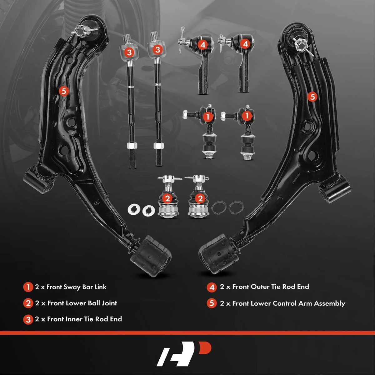Front Tie Rods and Ball Joints for Nissan Sentra (1991-1994) - 10 Pieces