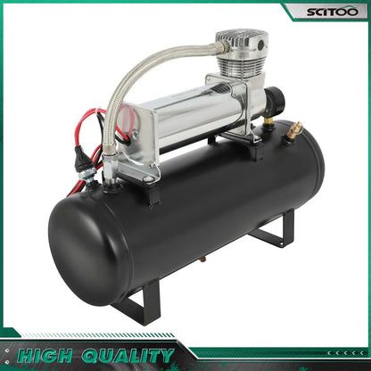 12V Compressor Train Horn System with 2.5 Gallon Air Tank