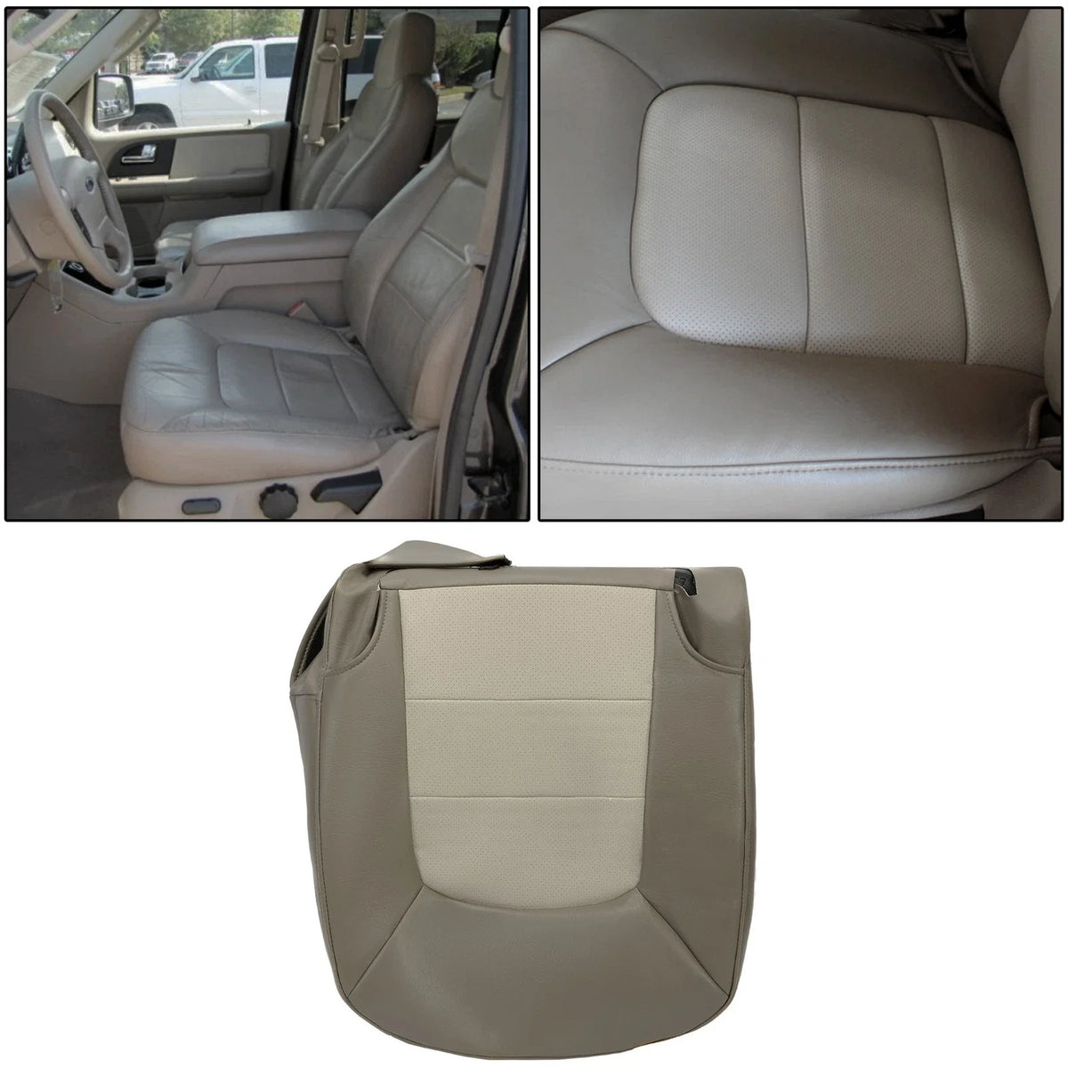 Driver Bottom Seat Cover for Ford Expedition (2003–2006) Tan Perforated