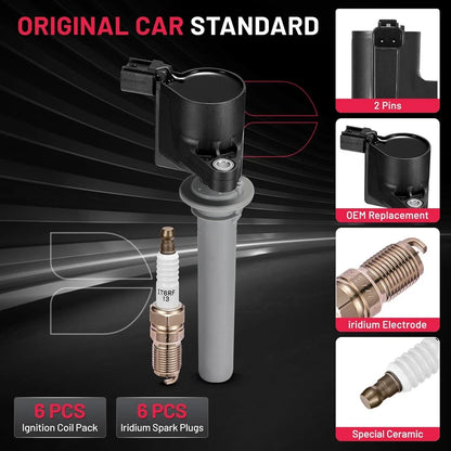 6X Ignition Coil & Spark Plugs Kit for Ford Escape V6 3.0L (2001–2008) DG500
