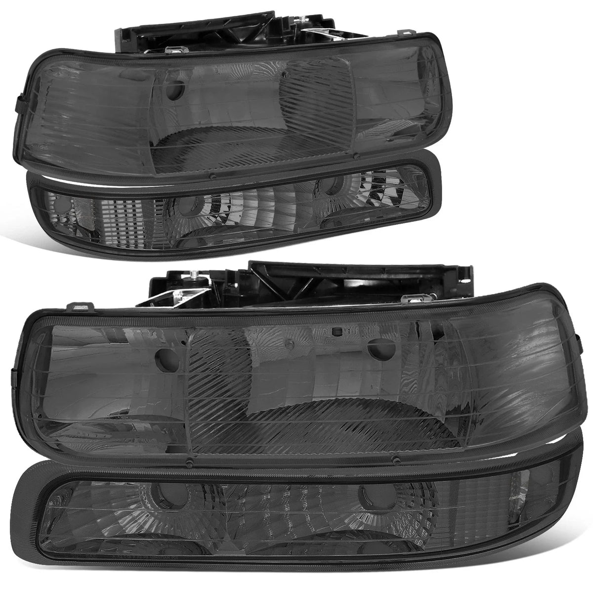 Smoked Headlight + Clear Bumper + Black 3D LED Tail Light for Silverado (1999–2002)