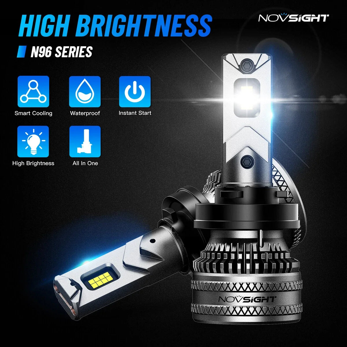2X H11 LED Headlight Bulbs Kit 6500K 60000LM for High/Low Beam