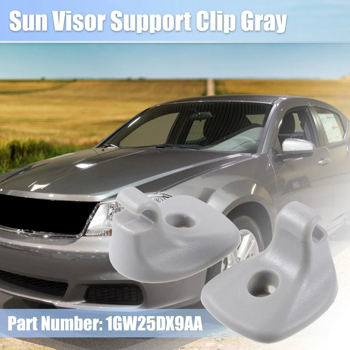 2 x Gray Sun Visor Support Clips for Chrysler Dodge 200 (2011-2014)