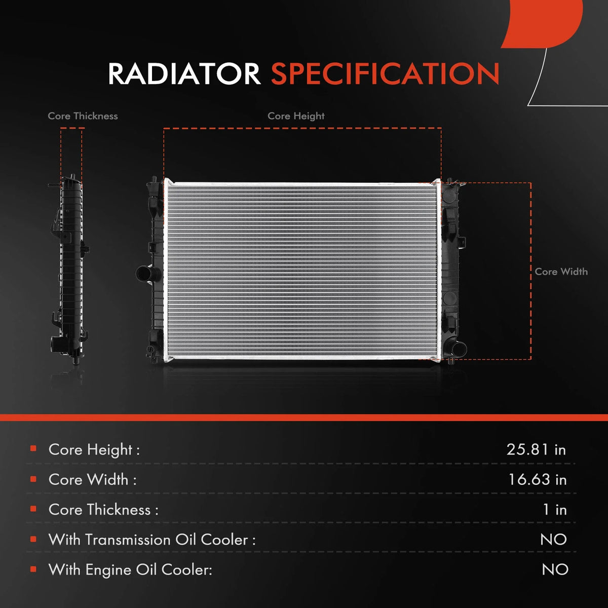 2010-2012 Radiator for Mercury Milan, Ford Fusion, Lincoln MKZ