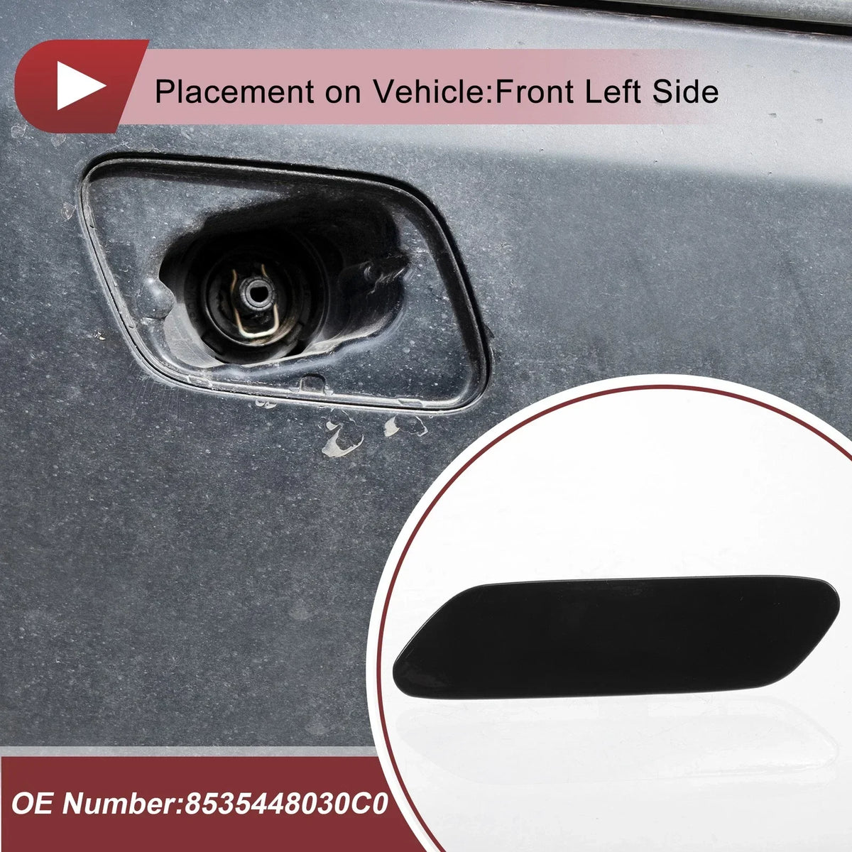 Washer Nozzle Cover Front Left for Lexus RX350 2016-2019 Black