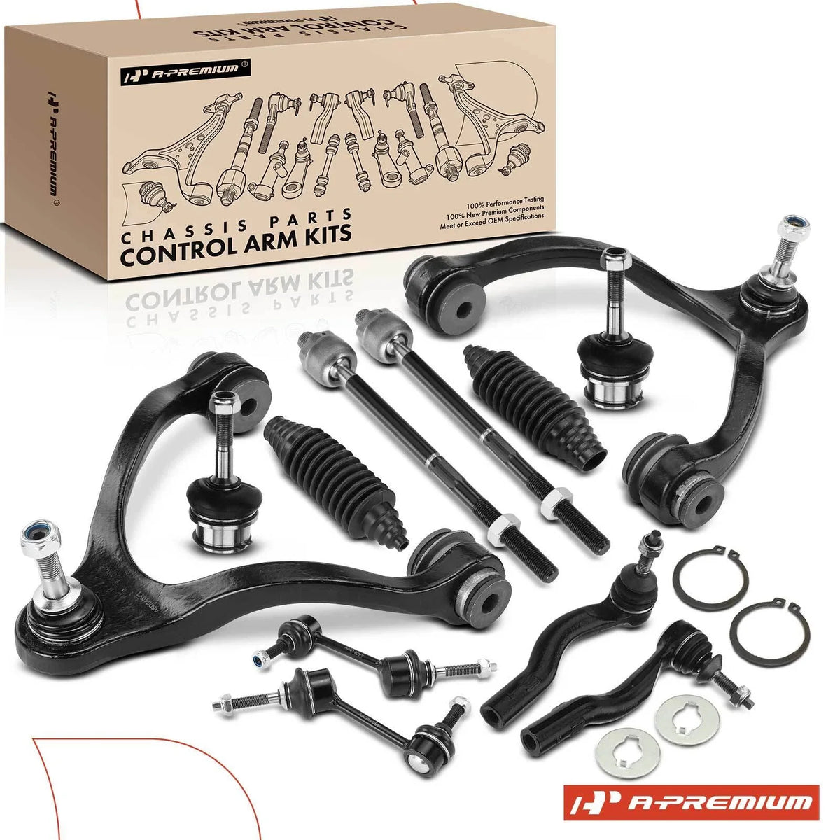 Set of 12 Front Control Arm Ball Joint Tie Rod End Links for Ford Lincoln