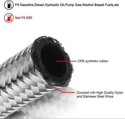 CPE Oil Fuel Line AN6 Swivel Hose End Fitting Kit - 10FT