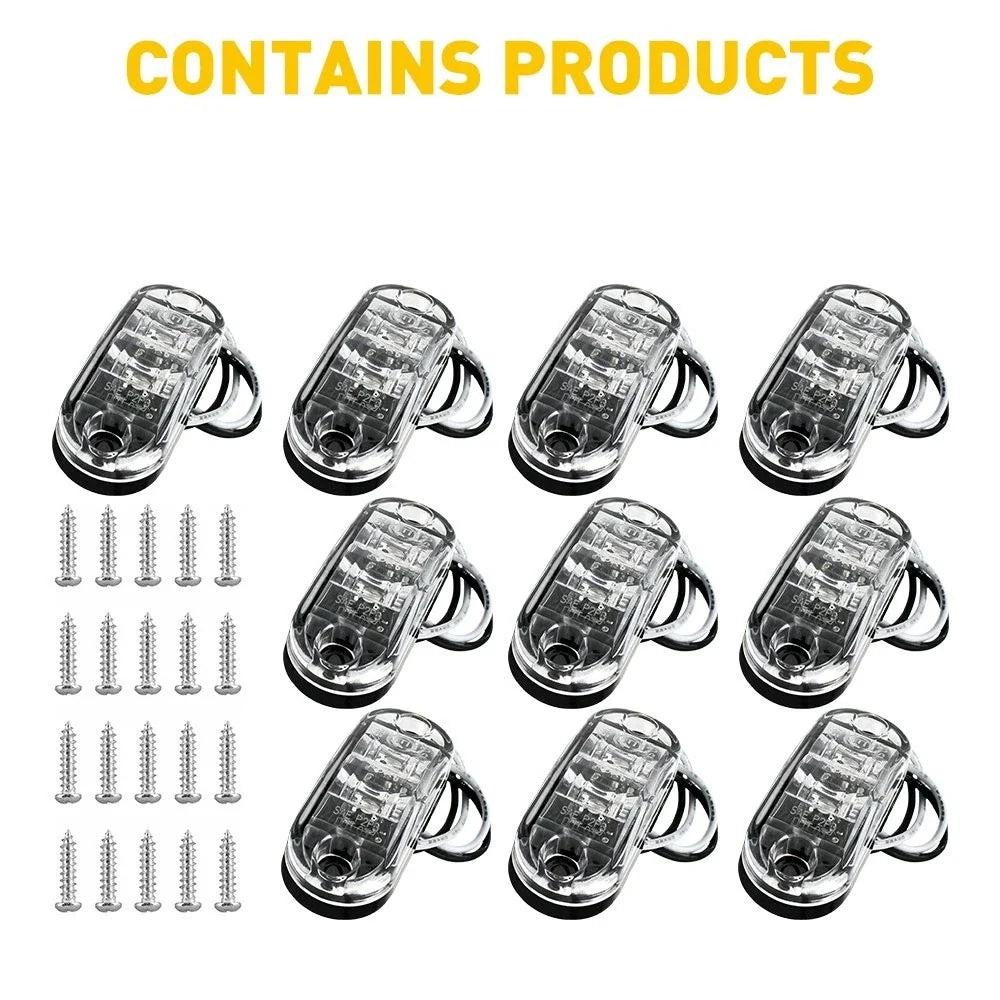 2X Oval White 2.5" LED Side Marker Clearance Lights for Truck Trailer RV (12V)