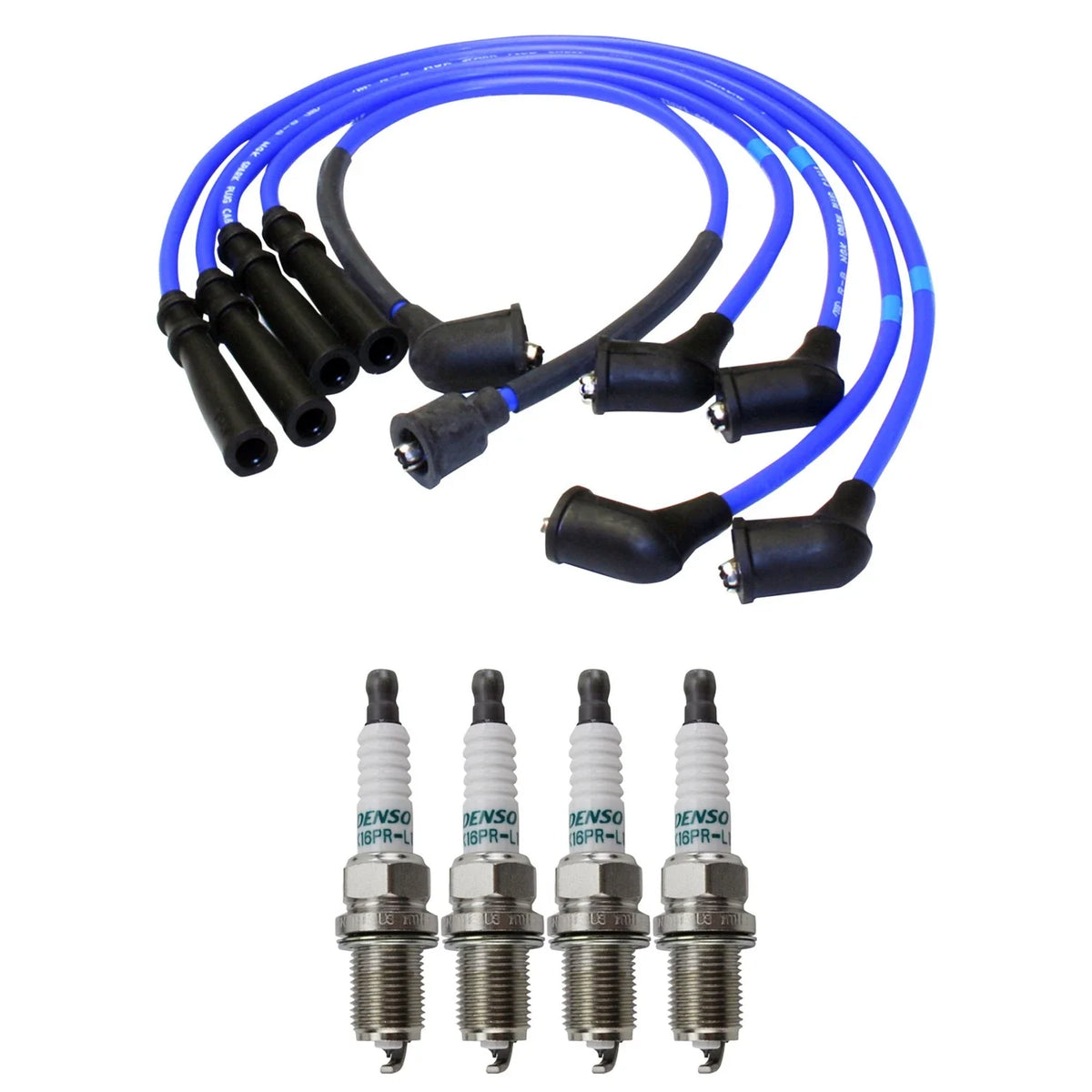 NGK Wire Set & Denso 4 Double Iridium Spark Plugs for Mazda Protege 1.8L L4 (1990–1994)