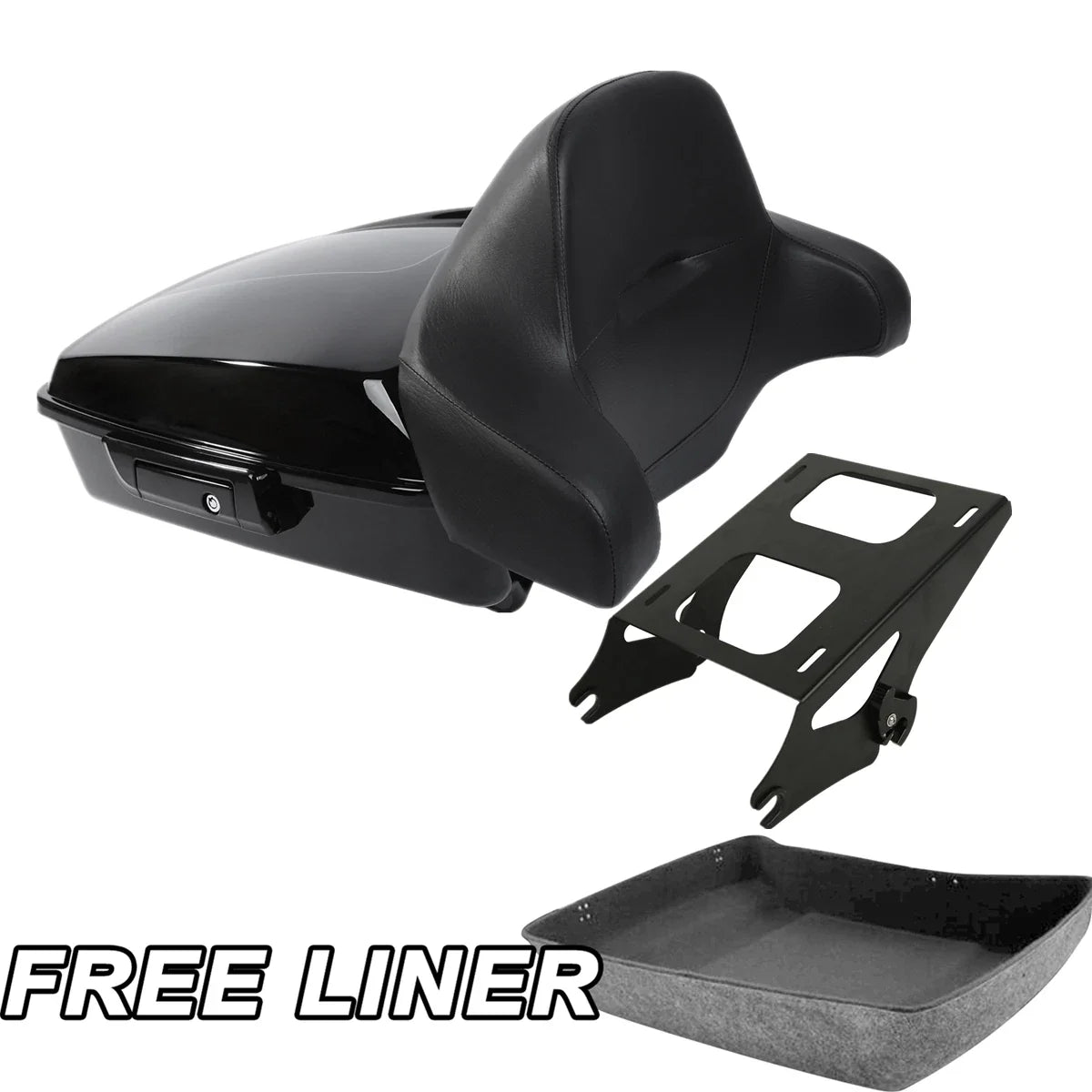 Mount Rack for Chopped Trunk with Backrest Pad - Harley Touring Glide 2014-2025