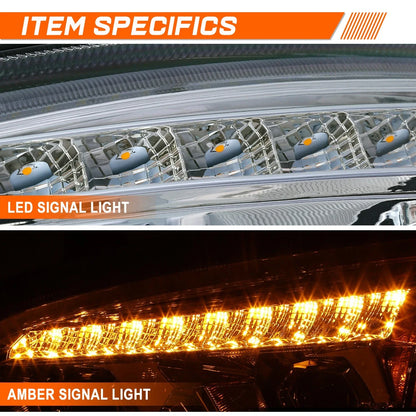 Chrome LED DRL Sequential Signal Projector Headlights for T660 2008-2017